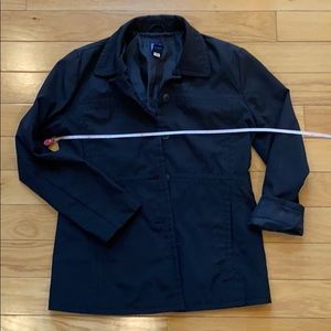 Blazer Rain Jacket Black Deep Pockets Button Up
